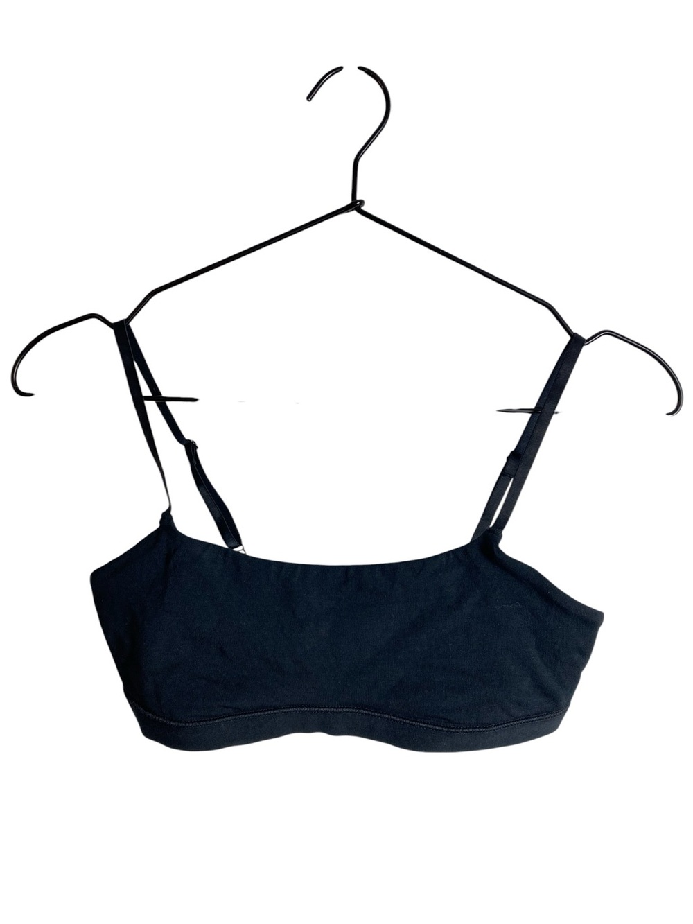Quince Black Seamless Scoop Neck Bralette Adjustable Straps Bra